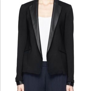 Theory Black Blazer with Leather Trim